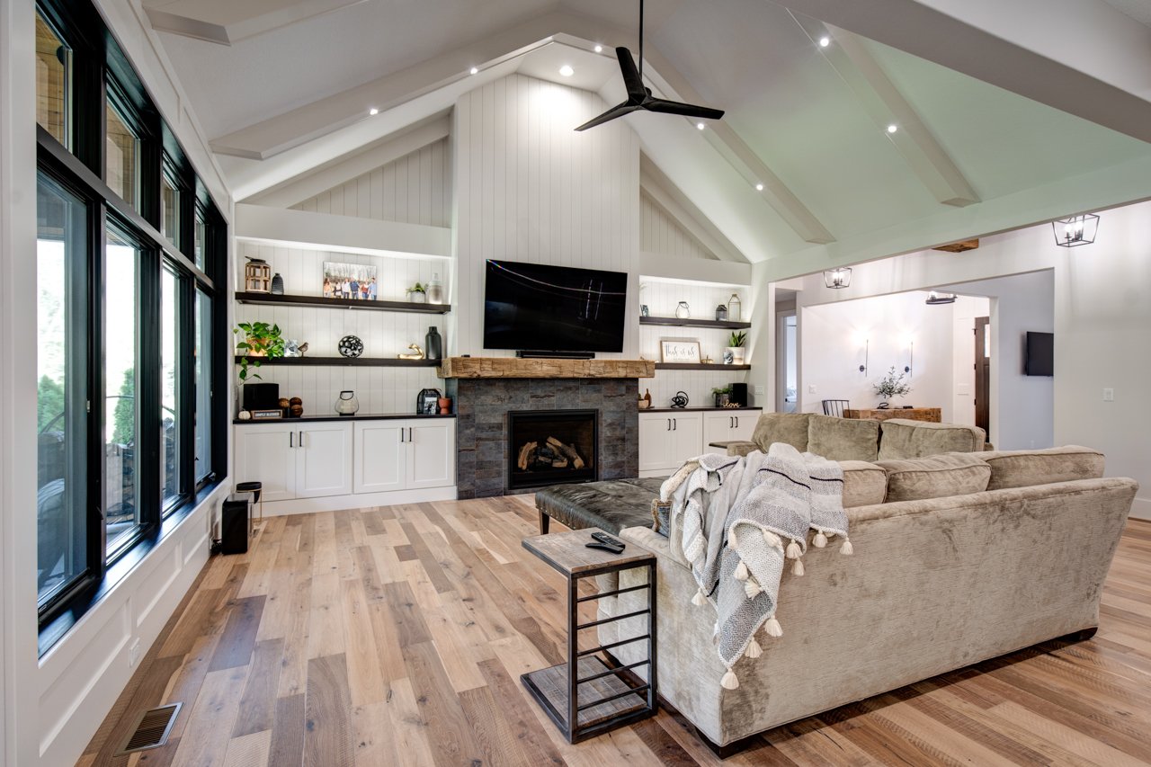 Vaulted ceiling living room